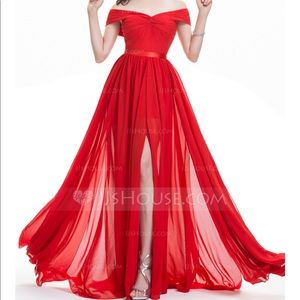 Off-the-Shoulder Chiffon Dress